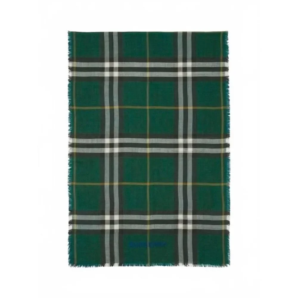 Reversible Checkered Wool Silk Scarf Check
